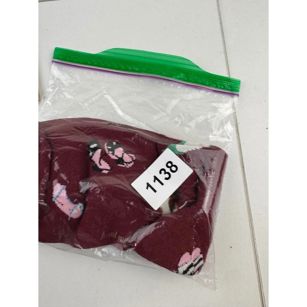 Womens Burgundy Socks Head Over Heels Shoes Print Novelty Ankle‎ Socks